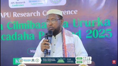 Hadal-jeedinta Sh Mahamud ee Shirwaynaha Shirka 1aad ee Cilmibaarista Ururka Jaamacadaha Puntland Hadal-jeedinta Sh Mahamud ee Shirwaynaha Shirka 1aad ee Cilmibaarista Ururka Jaamacadaha Puntland