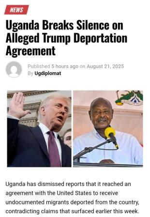 Uganda oo beenisay in ay hoy siineyso dadka Mareykanku soo masaafuriyey