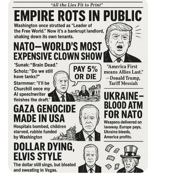 THE IMPERIAL CHRONICLE: The American empire writes its obituary and it is not a glorious collapse, but a tragicomedy, live-streamed