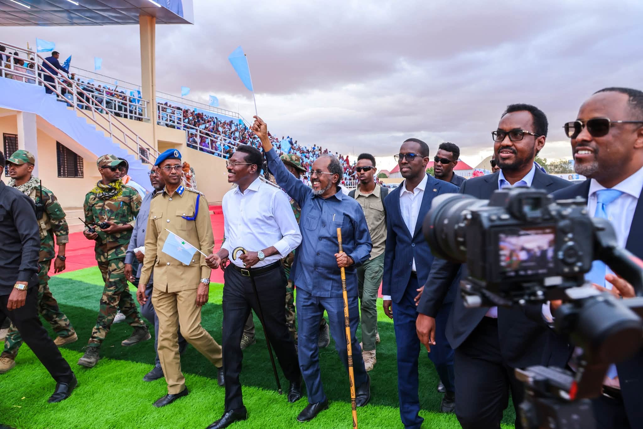 Xasan sheekh Maxamuud oo Gaalkacyo dhinaca Galmudug lagu soo dhaweyeey