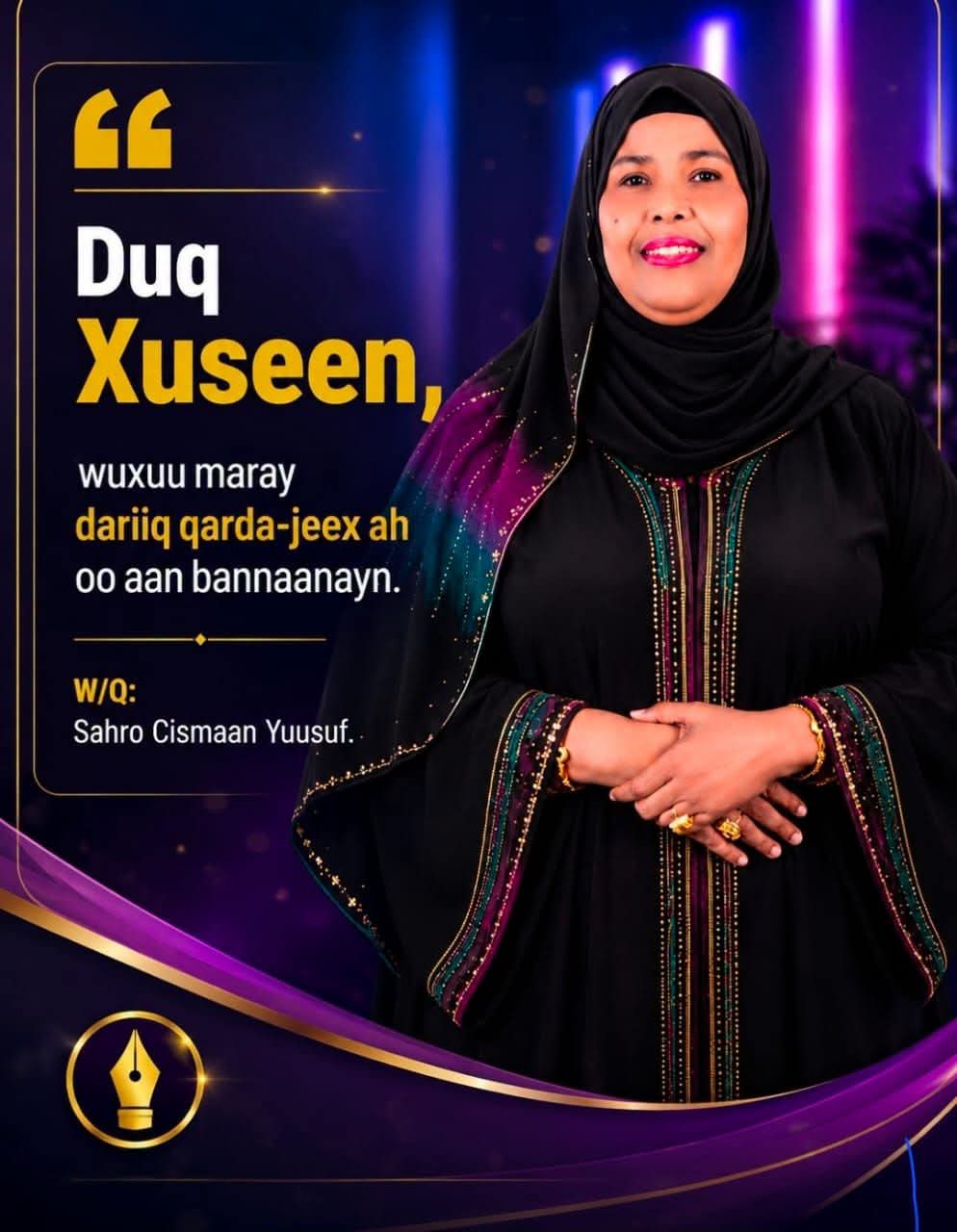 Duq Xuseen, wuxuu maray dariiq qarda-jeex ah oo aan bannaanayn.